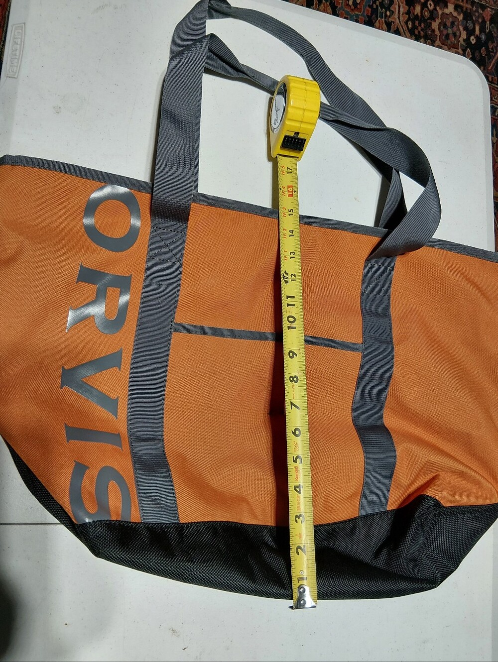 Orvis Orange and Gray Canvas Duffel Tote